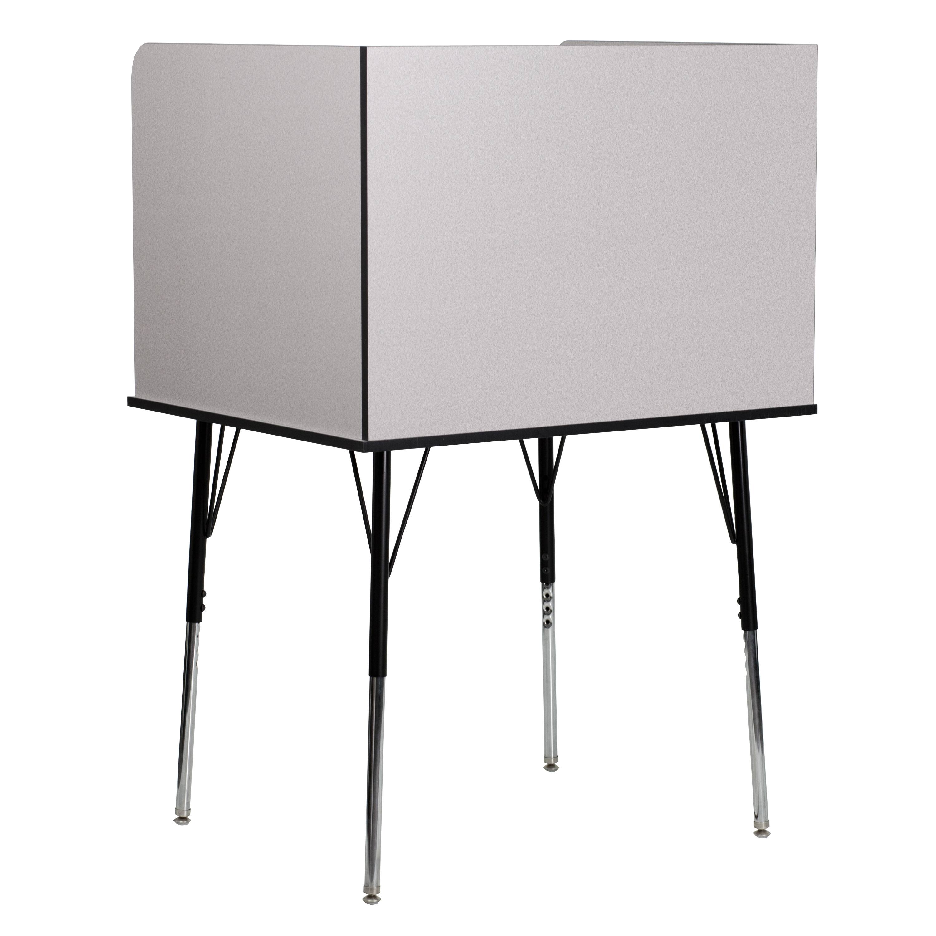 Alt View 5. Emma + Oliver - Stand-Alone Study Carrel with Height Adjustable Legs - Nebula Grey.