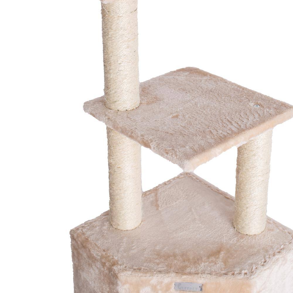 Alt View 6. Armarkat - 48Inch Real Wood Cat Tree In Beige With Perch And Playhouse - Beige.