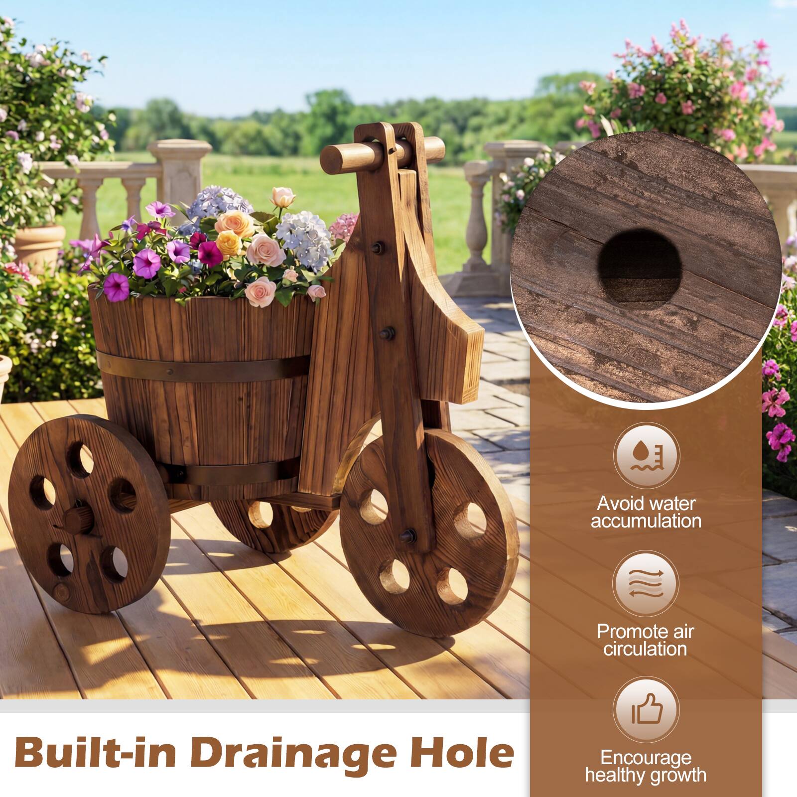 - Avoid water accumulation
- Promote air circulation
- Built-in Drainage Hole
- Encourage healthy growth