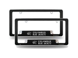 Rico Industries - Columbus Blue Jackets NHL (Set of 2) Chrome Metal License Plate Frames with Carbon Fiber Design - Multi