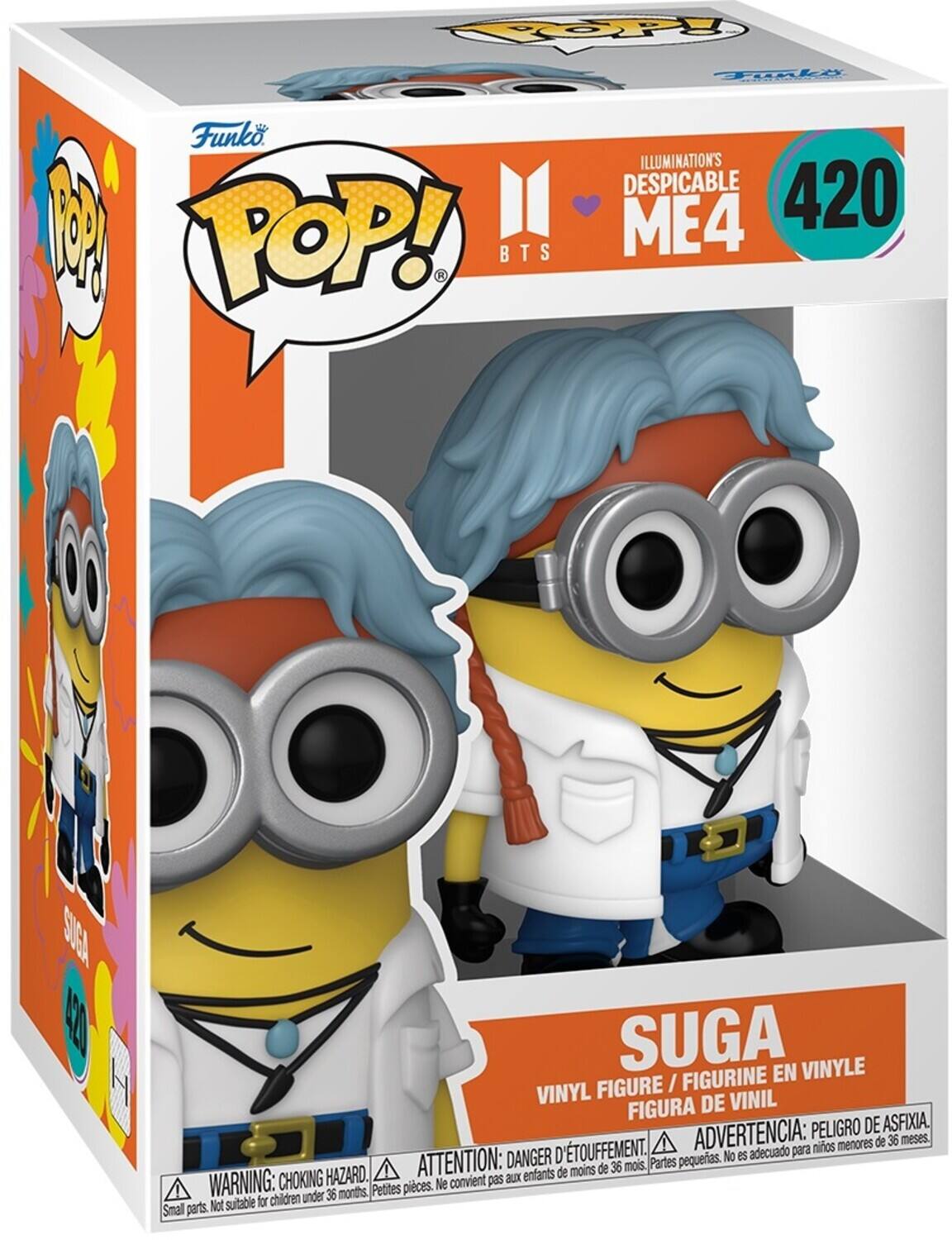 COP 4 Funko. 1 POP! BTS T FIli ILLUMINATION'S DESPICABLE 420 ME4 SUGA EE0 SUGA FIGURINE EN VINYLE H VINYL FIGURE FIGURA / DE VINIL PELIGRO DE ASFIXIA. D'TOUFFEMENT. ADVERTENCIA: para mios menores de 36 meses. DANGER pequeas. No es adecuado HAZARD. ATTENTION: aux enfants de moins de 36 mois Partes WARNING: CHOKING Petites pices. Ne convient pas children under 36 months. Not suitable for Smal parts.