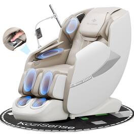 KoziSense - KZ-A18 3D Massage Chair Full Body,Zero Gravity SL-Track Shiatsu,Back Heat,Voice Control,Body Scan,Legrest Extension - White