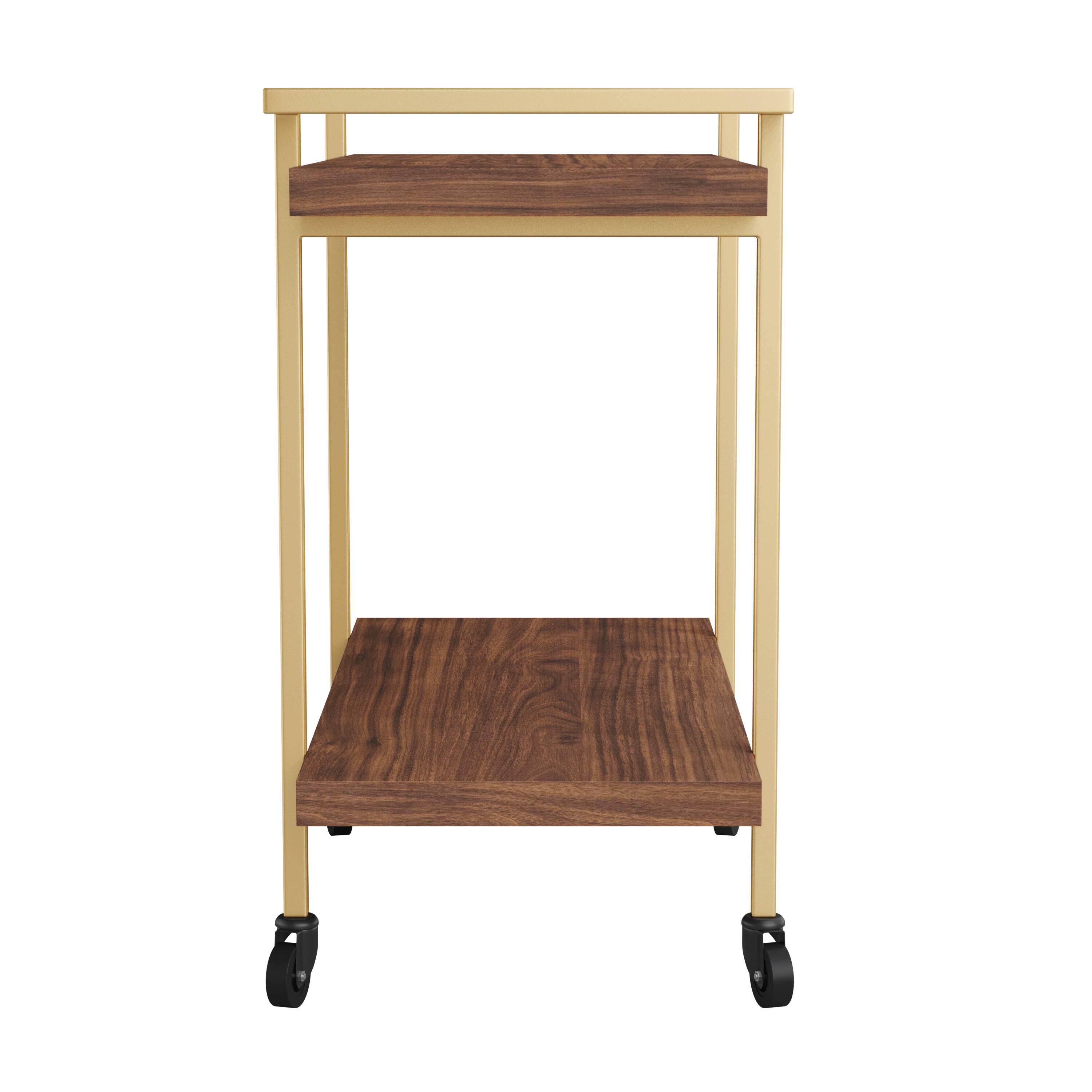Alt View 19. Martha Stewart - Liam Mobile 2 Tier Printer Cart with Side Storage - Walnut/Polished Brass Frame.