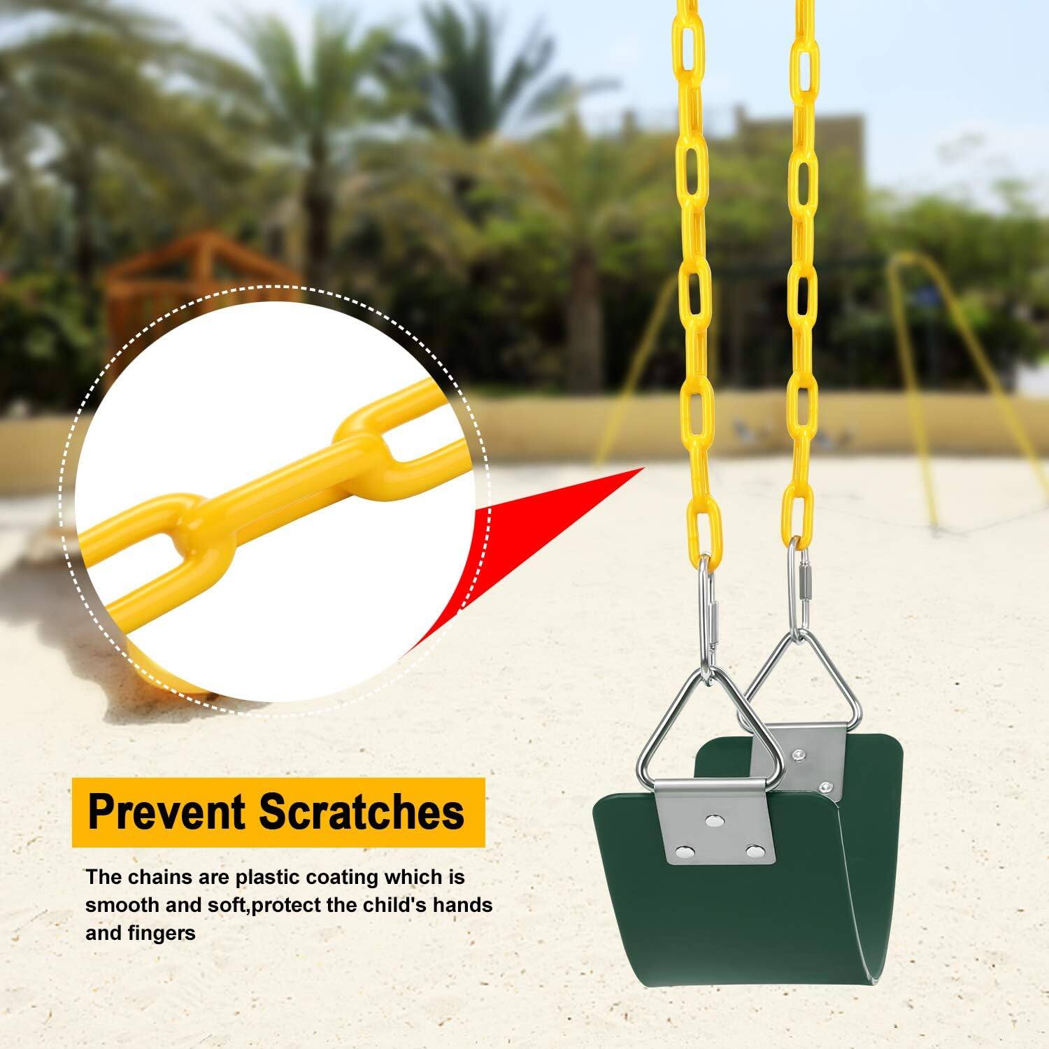 Prevent Scratches

The chains are plastic-coated, which is smooth and soft, protecting the child's hands and fingers.