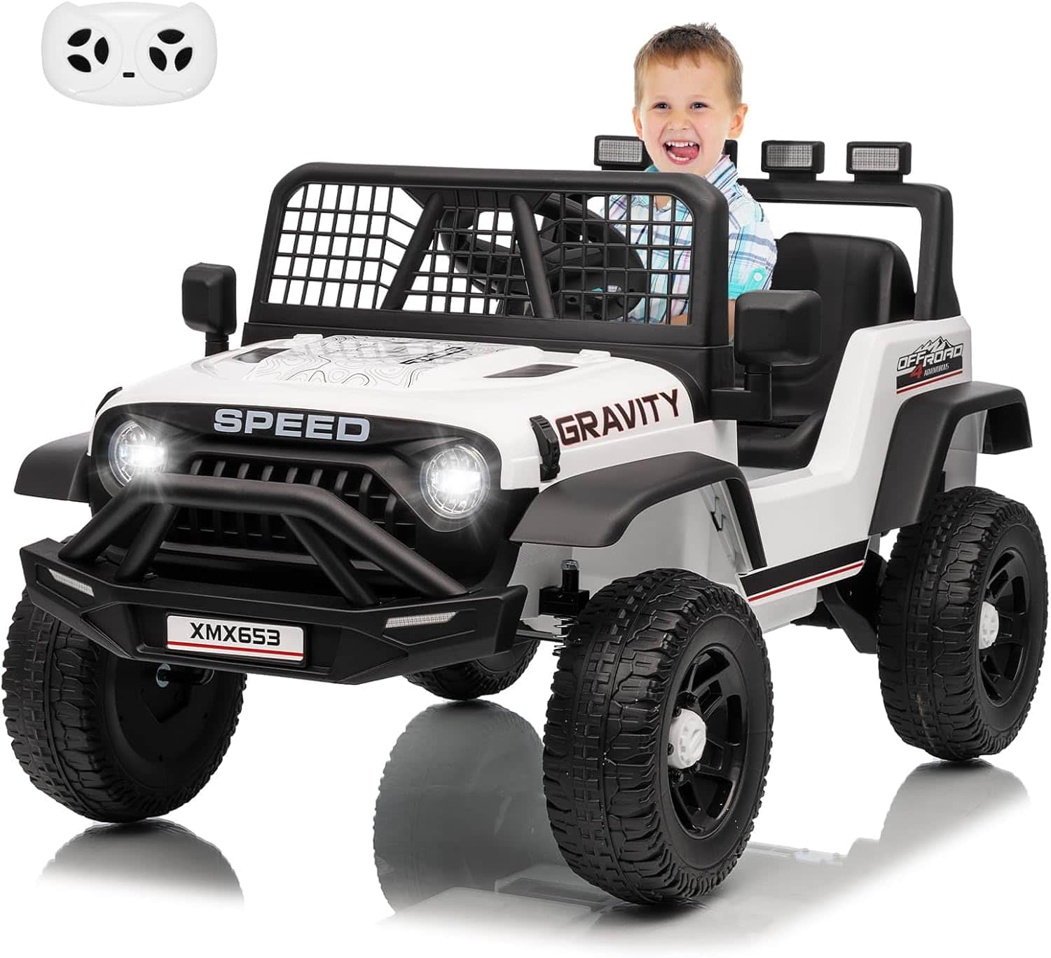 Homhougo - 12V Kids Ride On Truck Car w/Parent Remote Control, 3 Speeds, Emergency Braking, LED Lights, Music & Horn price history on PriceWatchPro