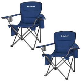 KingCamp - Padded Folding Chair with Cupholder, Cooler, and Pocket, (2 Pack) - Blue