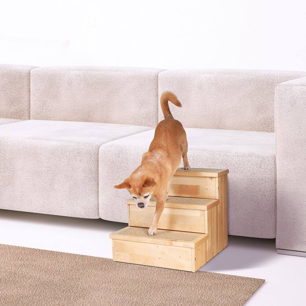 Alt View 1. TRIXIE - 3-Step Wooden Pet Stairs with Storage & Non-Slip Pads, Natural - Natural.