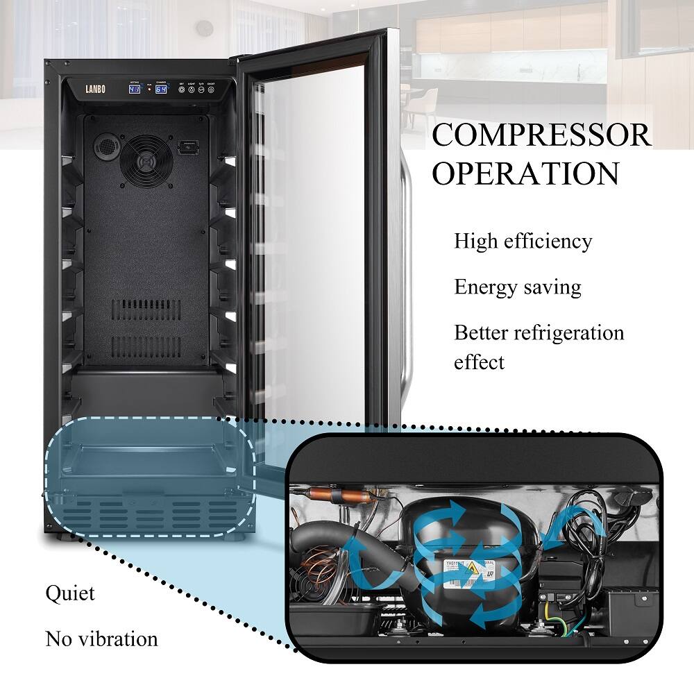 Alt View 17. Lanbo - 15 Inch 31 Bottle Built-in or Freestanding Wine Cooler with Digital Temperature Control and Removable Shelves - Black.