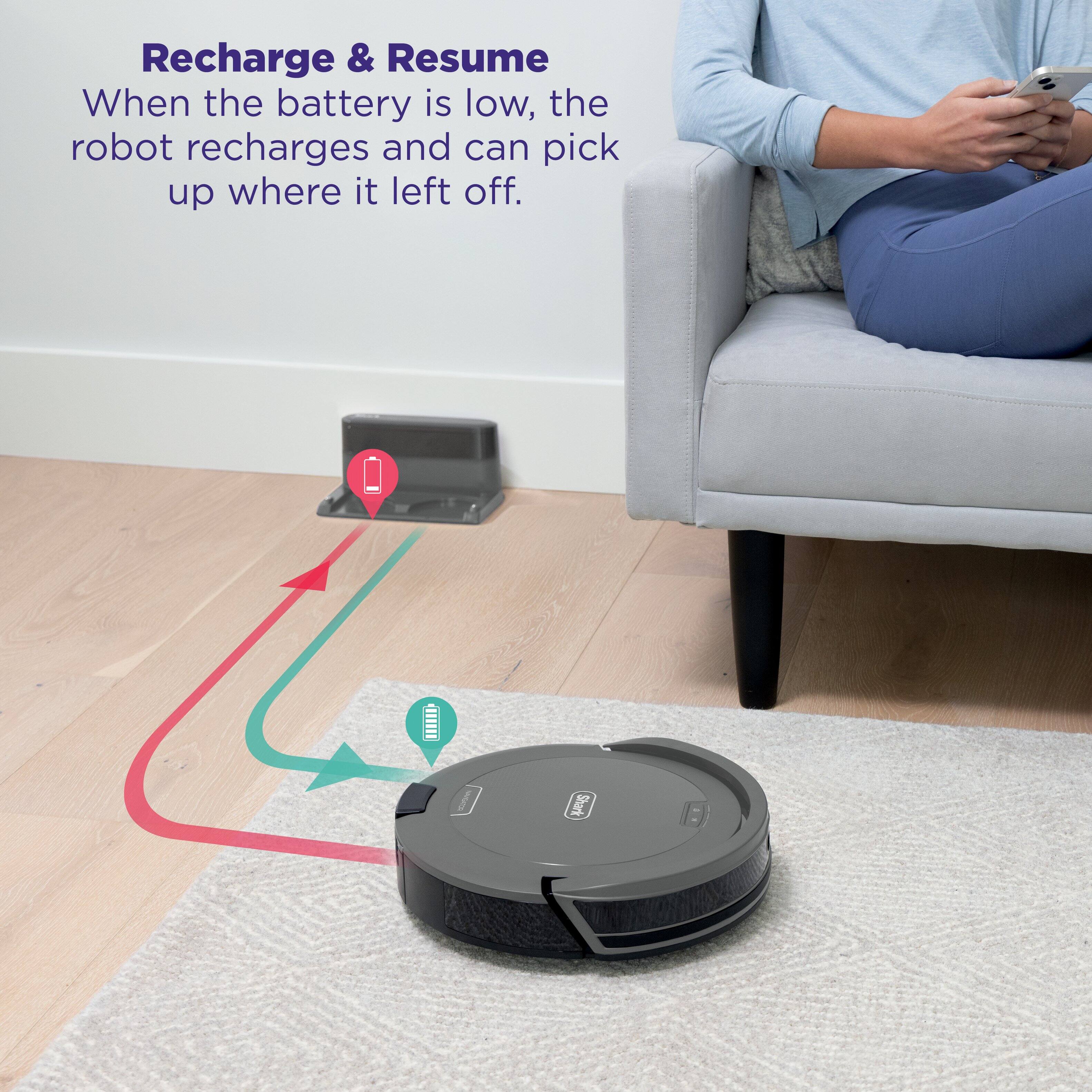 Recharge & Resume: When the battery is low, the robot recharges and can pick up where it left off.