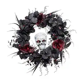Celebrations - 24 in. LED Wreath Halloween Decor - Black | Red | White