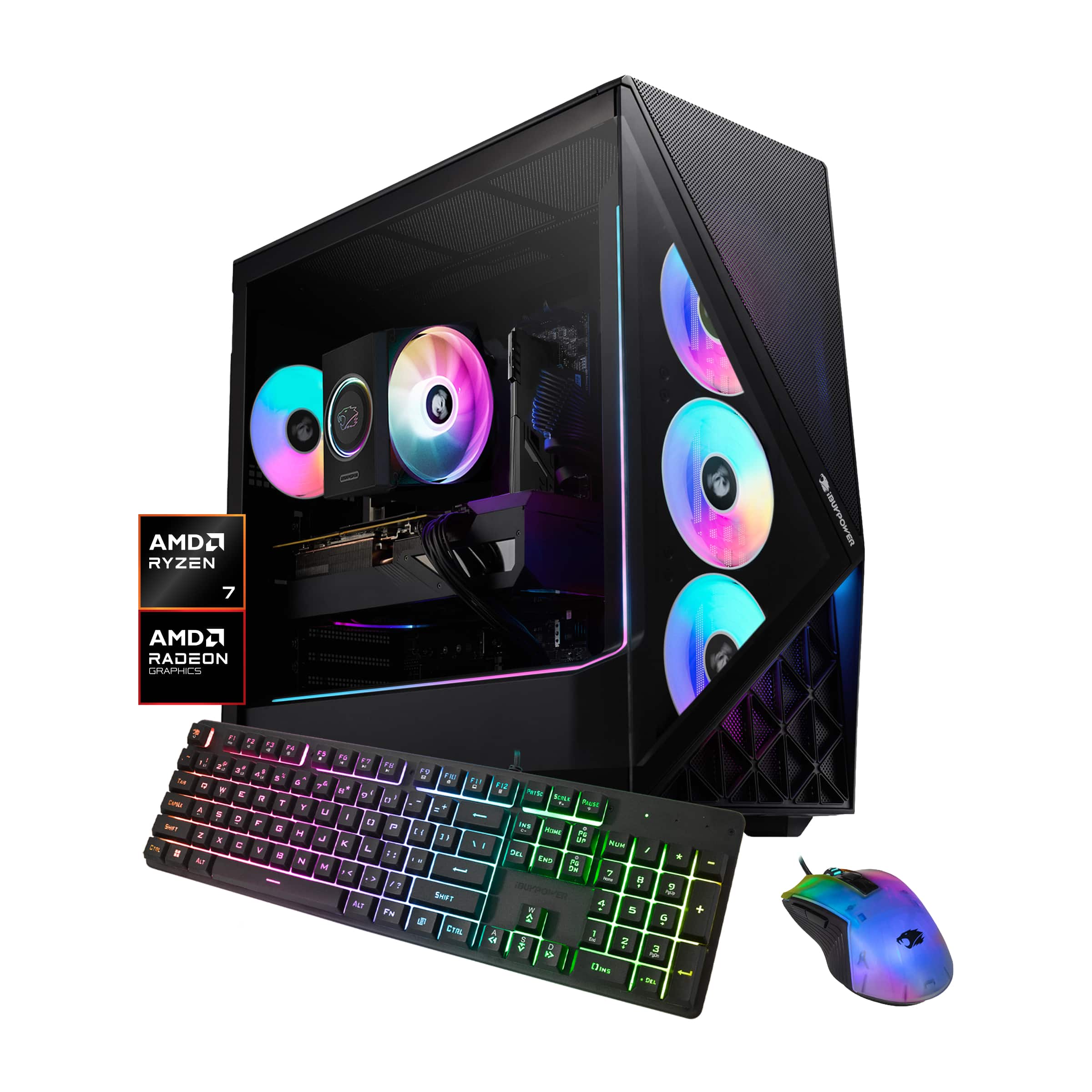 iBUYPOWER - Slate Gaming Desktop PC - AMD Ryzen 7 8700F, AMD Radeon RX 7700 XT 12GB, 16GB DDR5 RAM, 1TB NVMe SSD_SBA7R77XT01 - Black