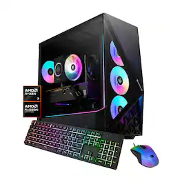 iBUYPOWER - Slate Gaming Desktop PC - AMD Ryzen 7 8700F, AMD Radeon RX 7700 XT 12GB, 16GB DDR5 RAM, 1TB NVMe SSD_SBA7R77XT01 - Black