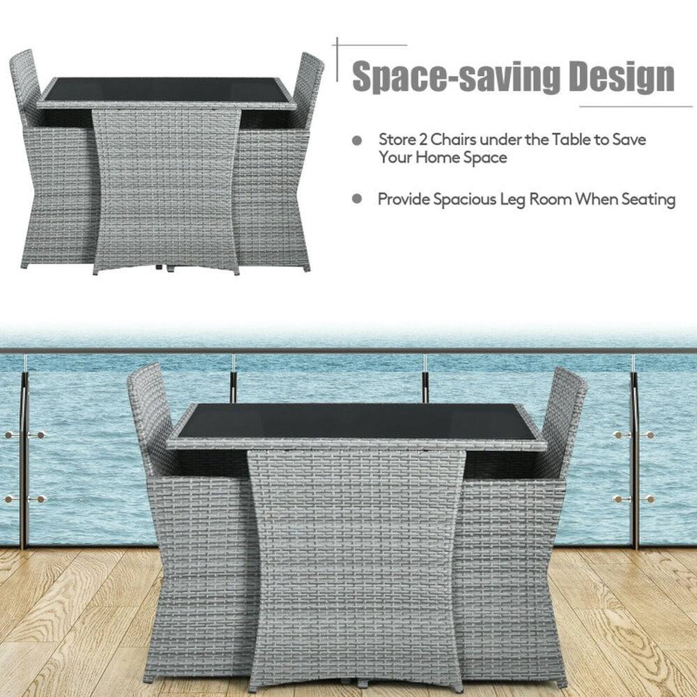 Space-saving Design

- Store 2 Chairs under the Table to Save Your Home Space
- Provide Spacious Leg Room When Seating