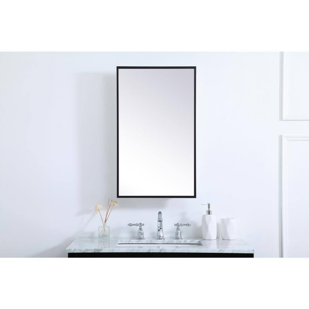 Front. Elegant Decor - Metal mirror medicine cabinet 17 inch x 28 inch in Black - Black.
