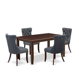 East West Furniture - 5 Piece Dining Set Consists of a Rectangle Kitchen Table - Red