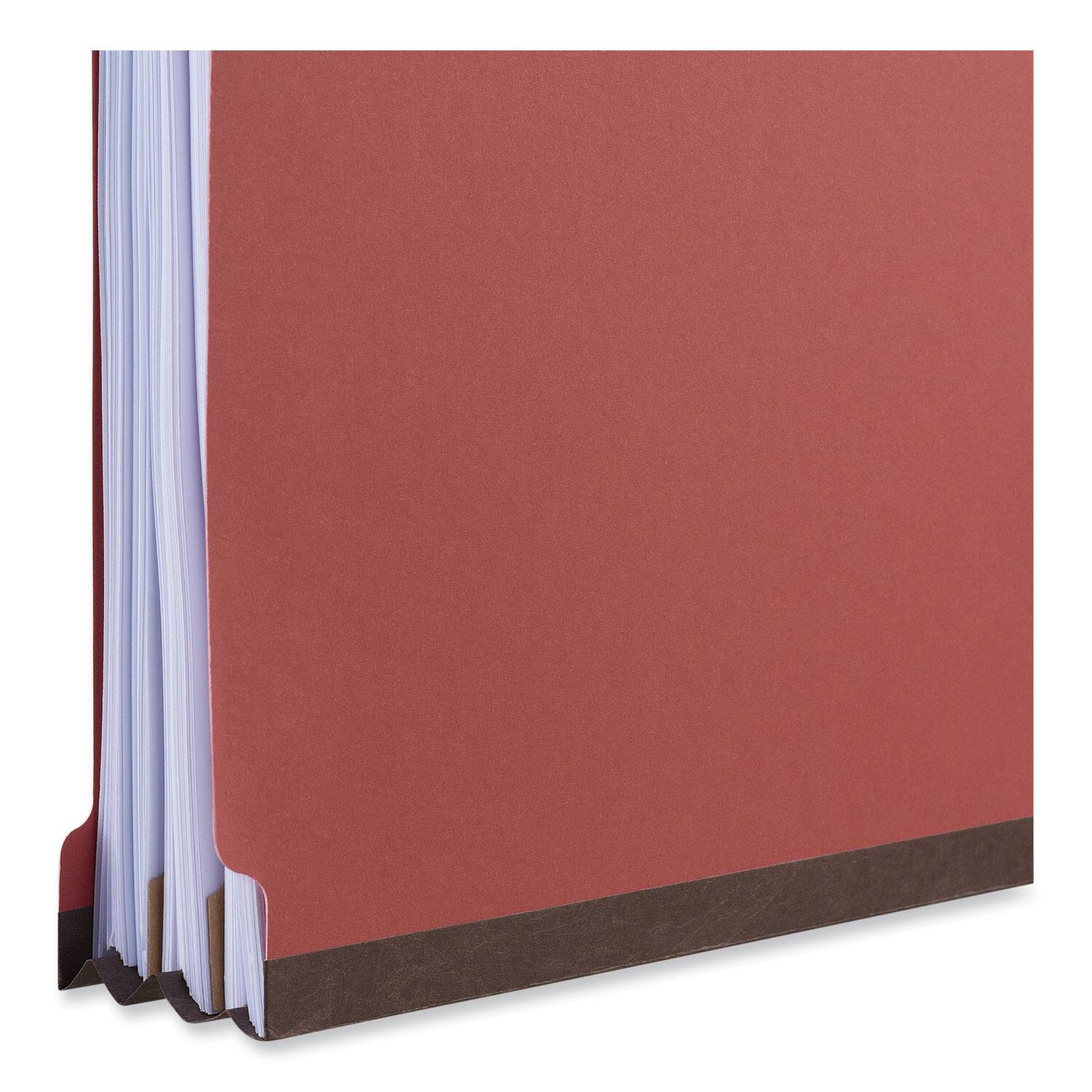 Angle. Universal - Six Section Classification Folders  Heavy Duty Pressboard Cover  2 Dividers    Legal Size  Brick Red  20 per Box.
