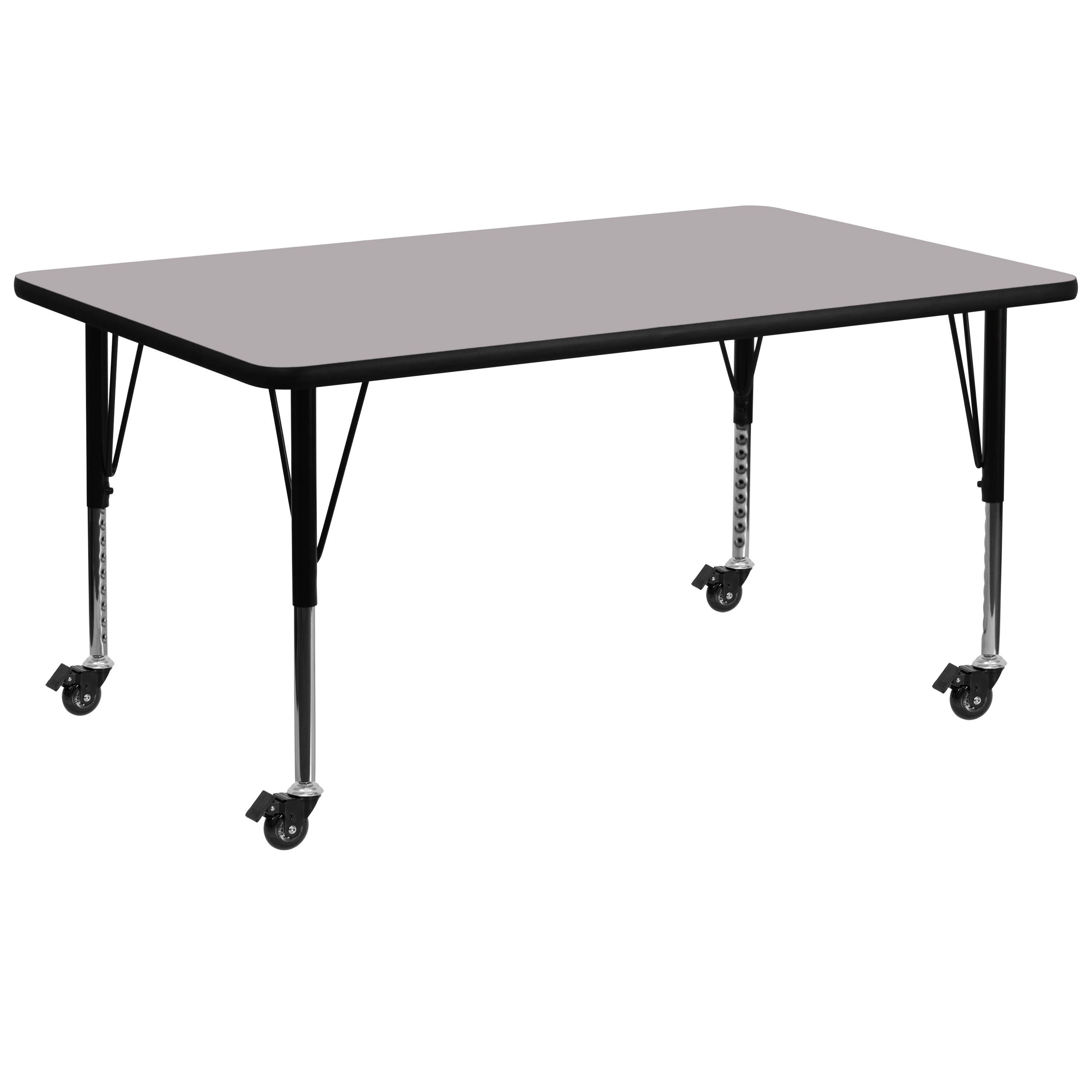 Front. Emma + Oliver - Mobile 30x72 Rectangle Laminate Preschool Activity Table - Gray.