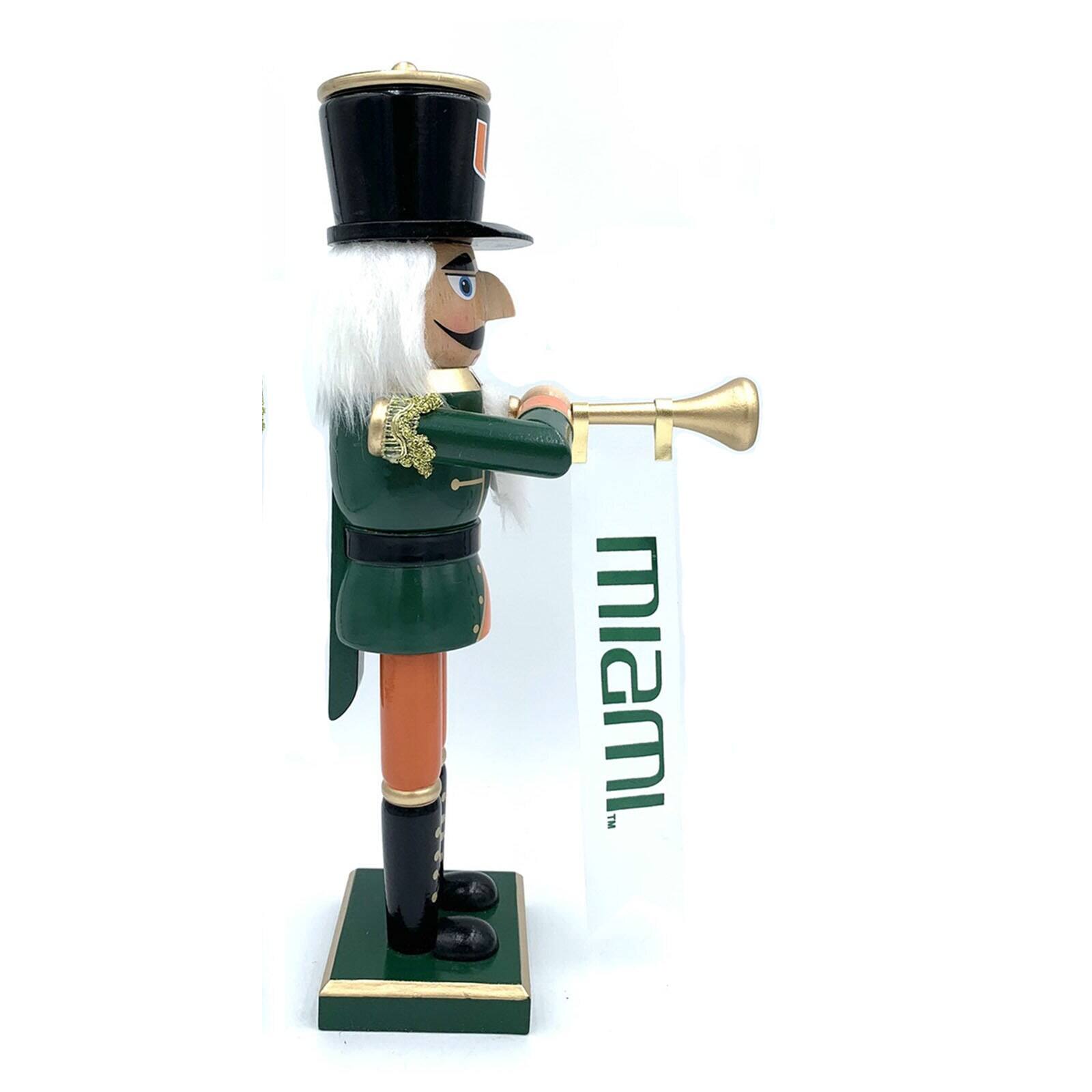 Alt View 1. Santa's Workshop - Miami Hurricanes 14" Bugler Nutcracker - Green.