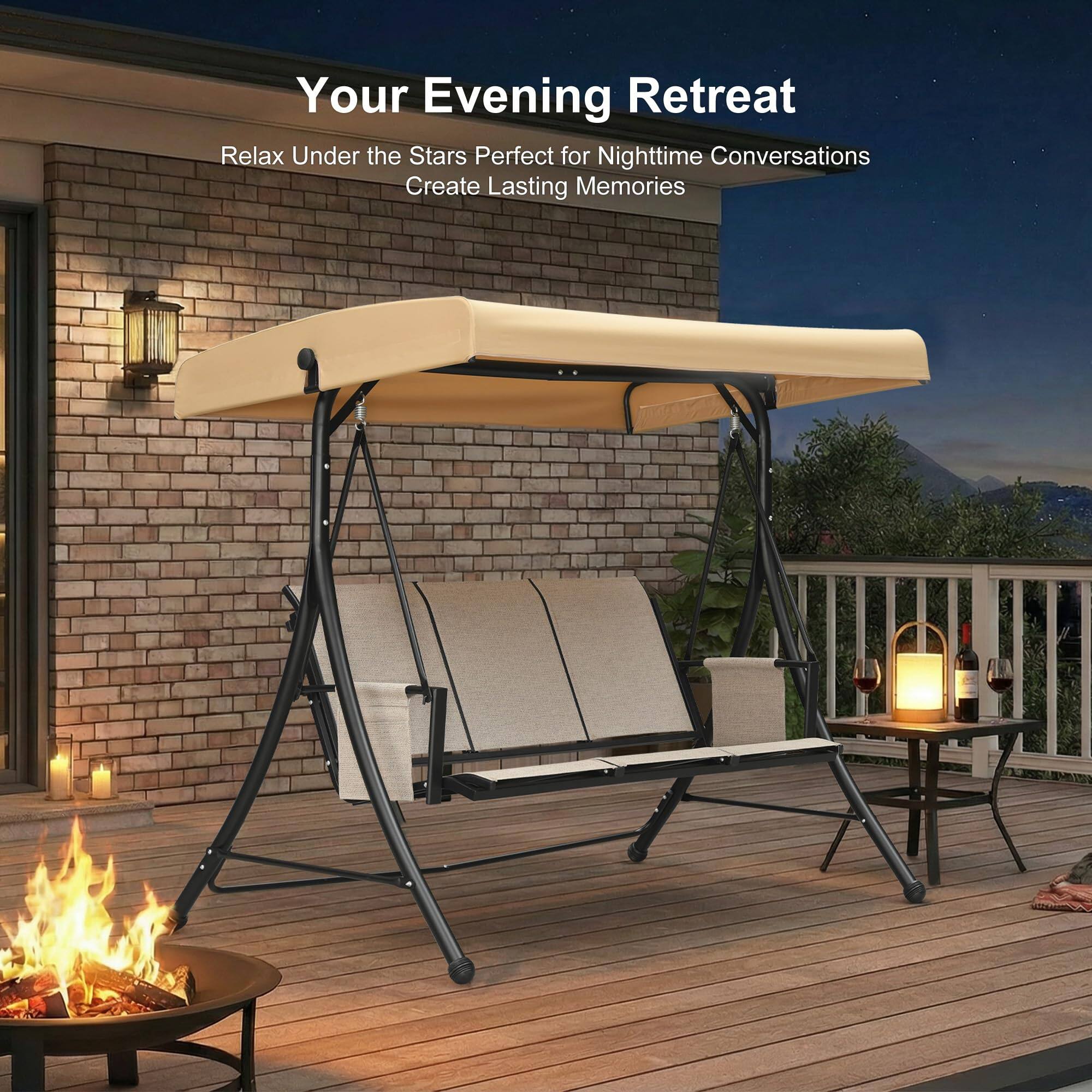 Your Evening Retreat  
Relax Under the Stars  
Perfect for Nighttime Conversations  
Create Lasting Memories