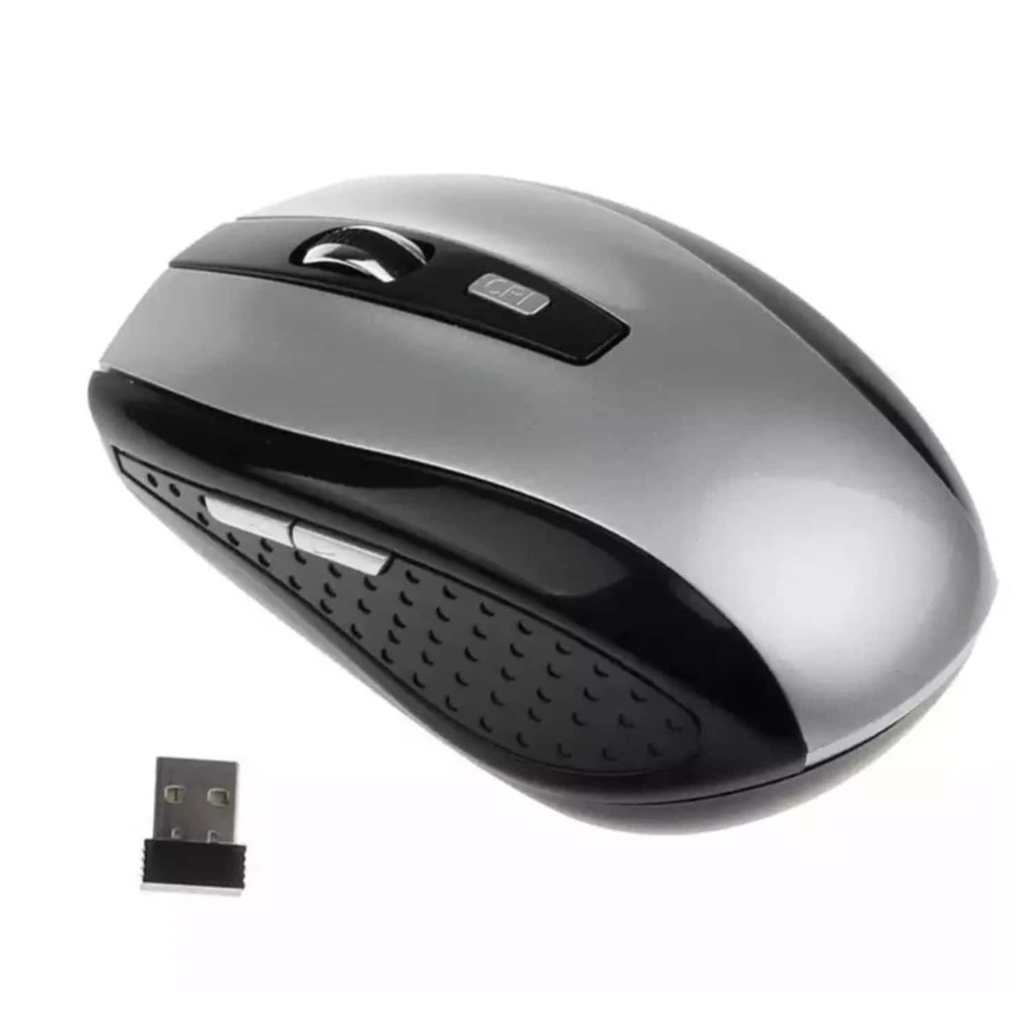 Front. Stock Preferred - 2.4GHz Wireless Optical Mouse with USB Receiver Grey - Grey.