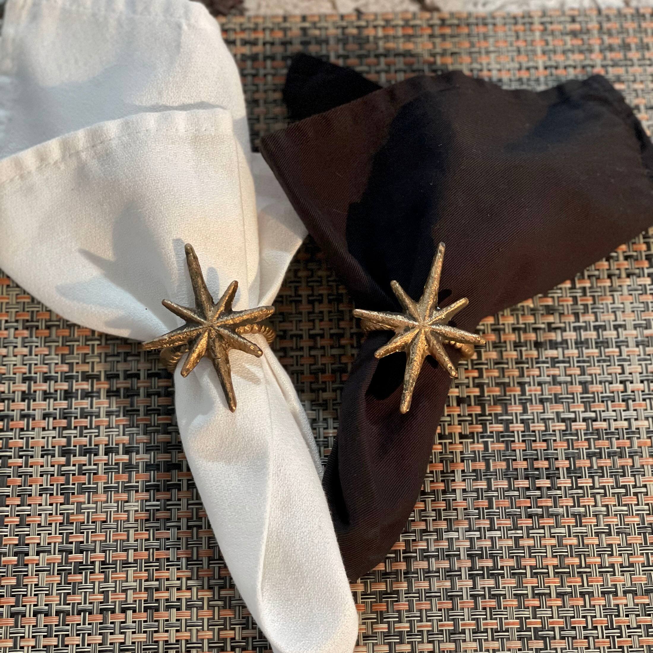 Alt View 3. Zeckos - Set of 6 Gold Cast Iron Mid Century Modern Starburst Napkin Rings Dining Decor - Gold.