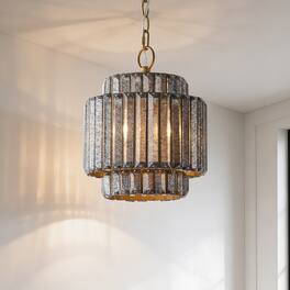 Vaczon - 1-Light 9.8-Inch Crystal Mini Modern Hanging Pendant Light Ceiling Fixture with Adjustable Chain for Kitchen Island - Gold