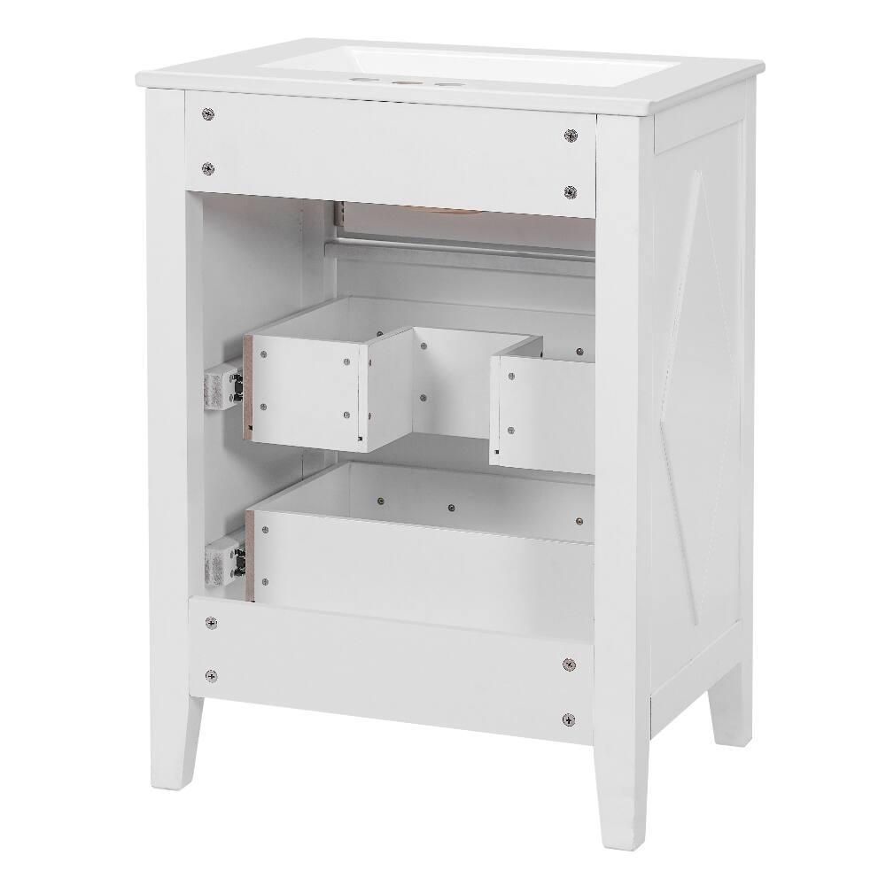 Alt View 6. Loheer - Loheer 24 inch bathroom vanity with sink White Freestanding Single Vanity Solid Wood Frame - White.