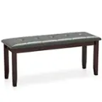 Front. Costway - Upholstered Dining Bench w/Padded Seat for Kitchen Bedroom Entryway Grey - Grey.