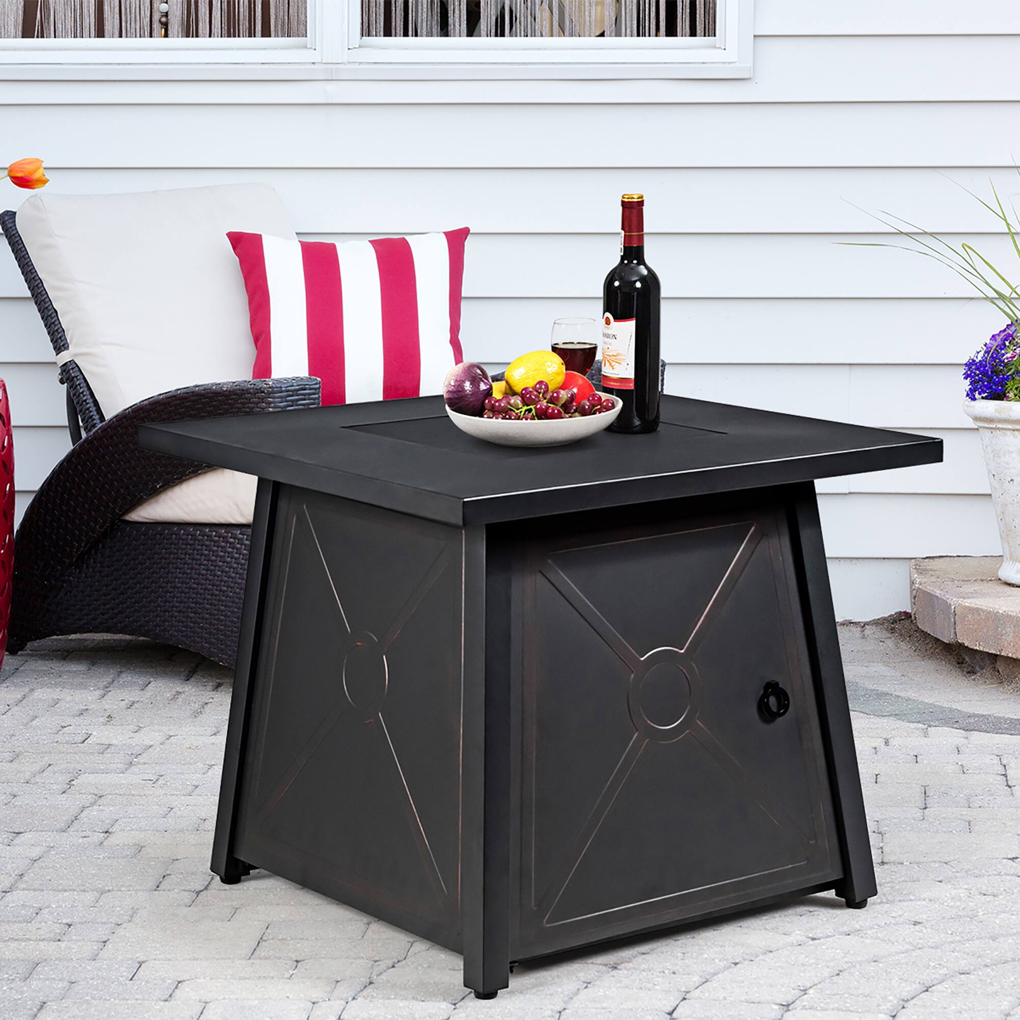 Alt View 1. Costway - Costway 30" Square Propane Gas Fire Pit Table 50,000 BTU W/ Waterproof Cover Lava Rock - Black.