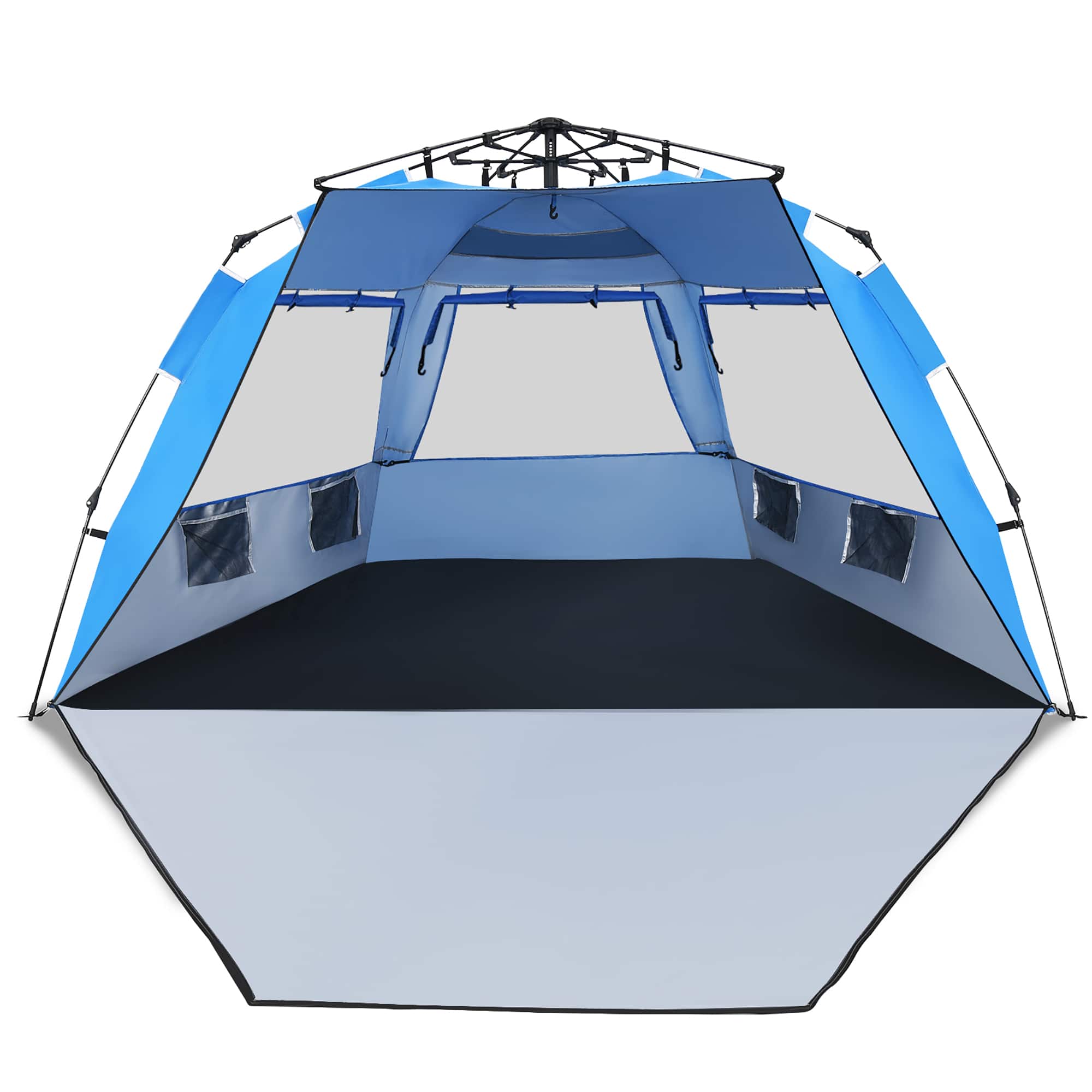 Front. Costway - 3-4 Person Easy Pop Up Beach Tent UPF 50Plus Portable Sun Shelter Blue - Blue.