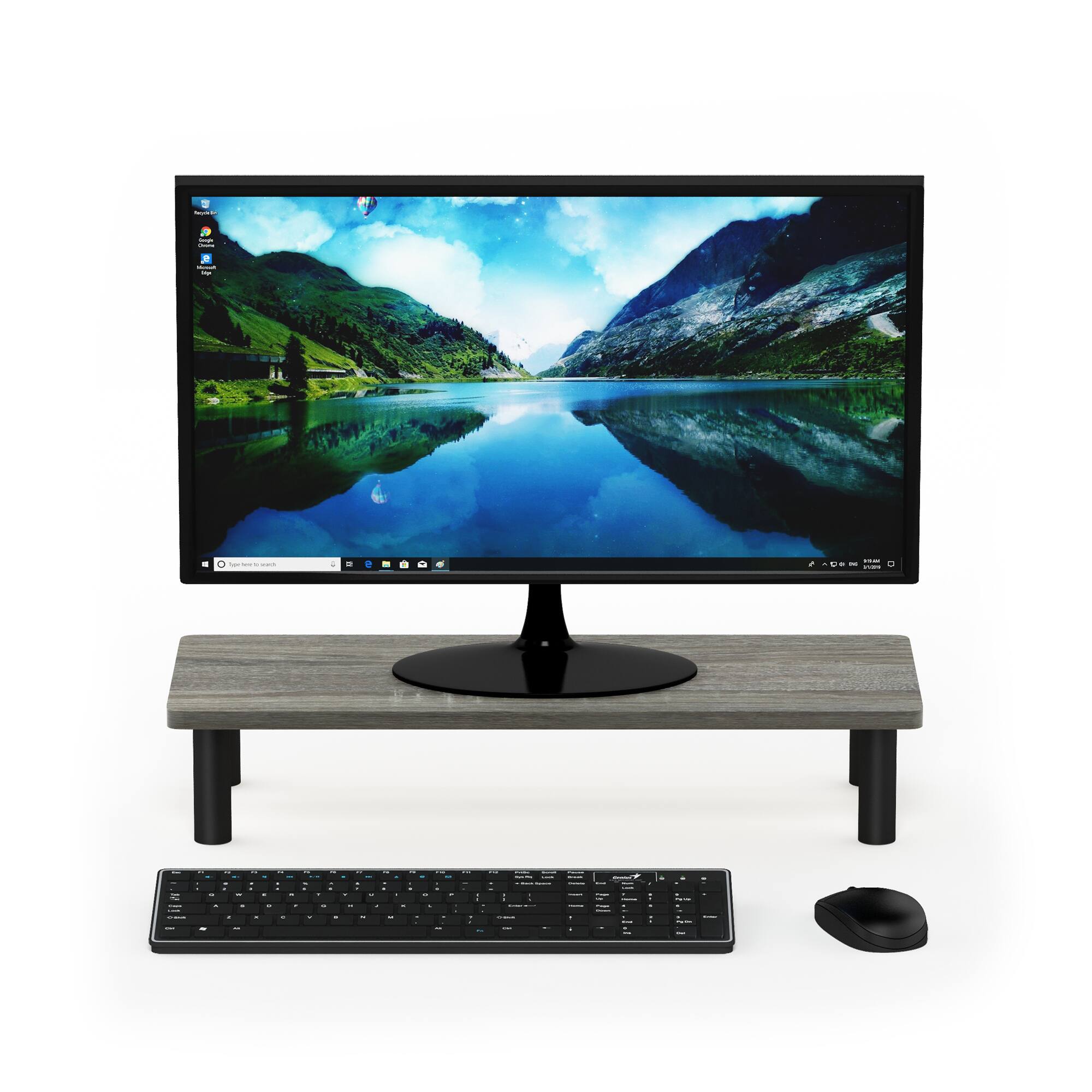 Alt View 4. Furinno - Turn-N-Tube Monitor Riser Stand - French Oak/Black.