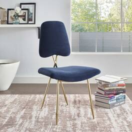 Ponder Performance Velvet Dining Side Chair by Modway - Navy