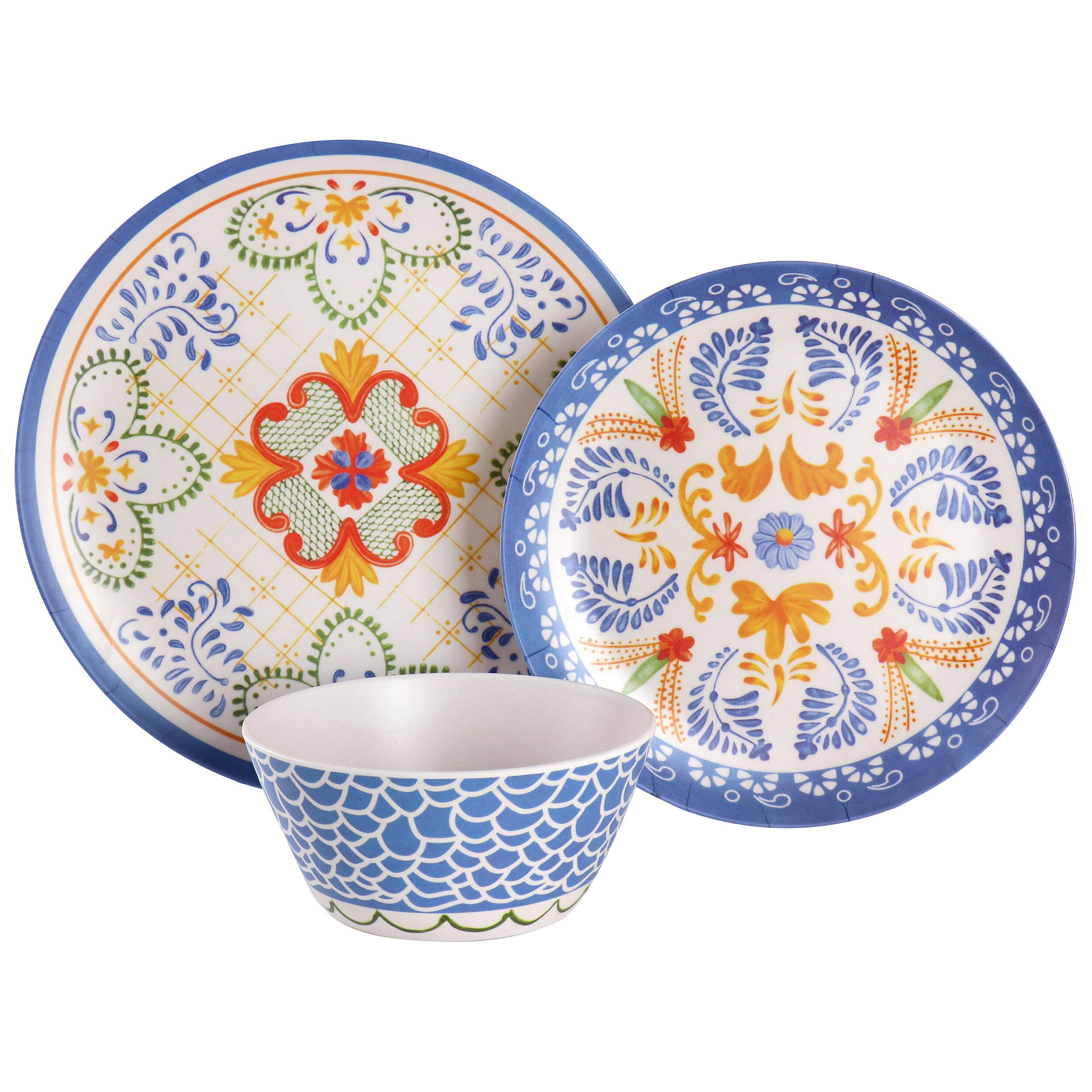 Alt View 2. Laurie Gates - Laurie Gates California Designs Tierra 12 Piece Bamboo Fiber Dinnerware Set in Multi-Color - Multi-Colored Floral Print.