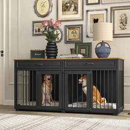 Famapy - Dog Crate Furniture with Drawers Multi-Functional Indoor Pet Kennel, Stylish Dog Cage & TV Stand for Living Room