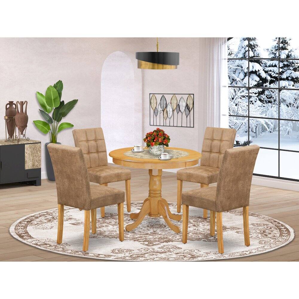Alt View 7. East West Furniture - 5 Piece Mid Century Dining Set - Brown.