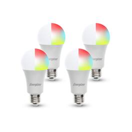 Energizer - 4-Pack Smart Wi-Fi Multi-Color and Single White LED Light Bulb, A19 Shape, E26 Base - Multicolor