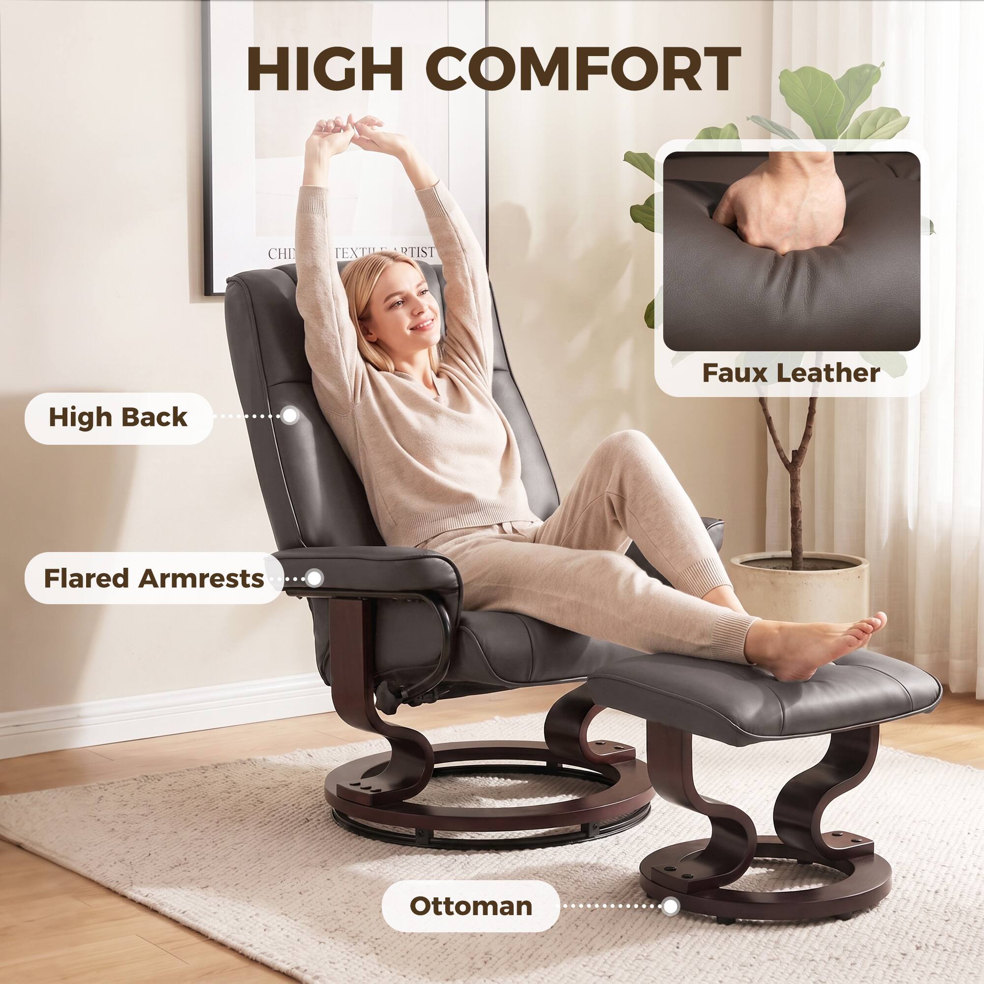 HIGH COMFORT  
CHI  
TEXTIL ARTIST  
High Back  
Faux Leather  
Flared Armrests  
Ottoman
