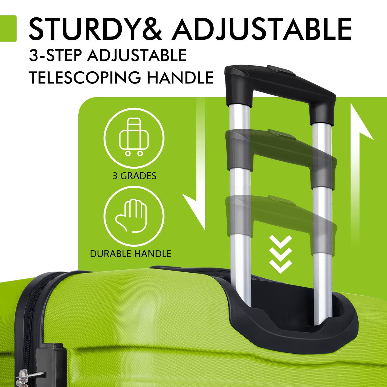 STURDY & ADJUSTABLE  
3-STEP ADJUSTABLE TELESCOPING HANDLE  
3 GRADES  
DURABLE HANDLE