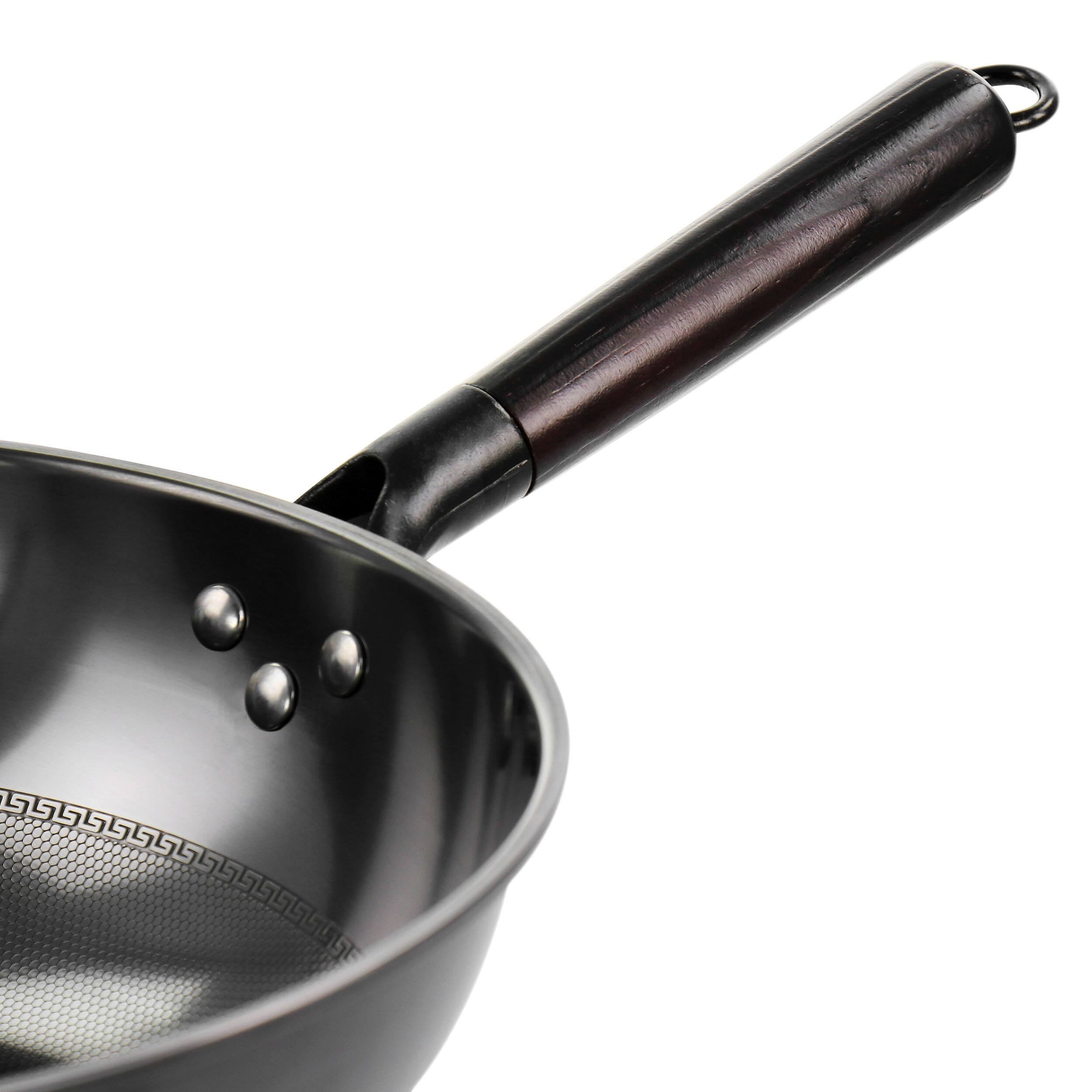 Alt View 3. Gibson - Gibson Home Debossed 13 Inch Heavy Gauge Carbon Steel Wok in Black - Black.