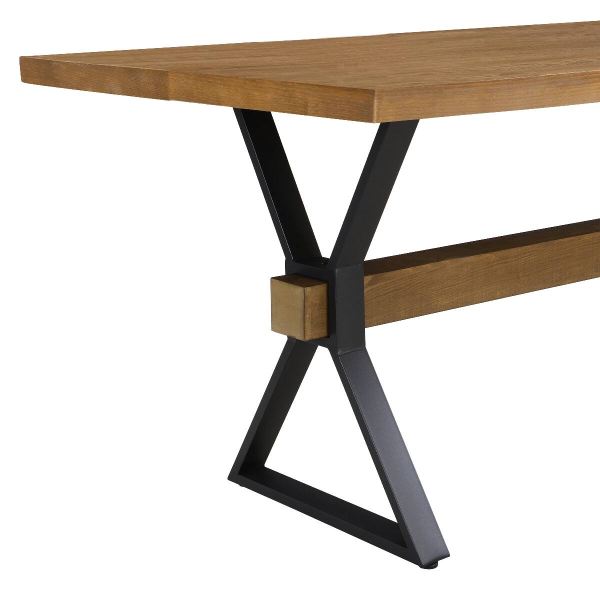 Angle. Loheer - Loheer Brown Farmhouse Dining Table, X-Shaped Legs, Seats Six - Brown.