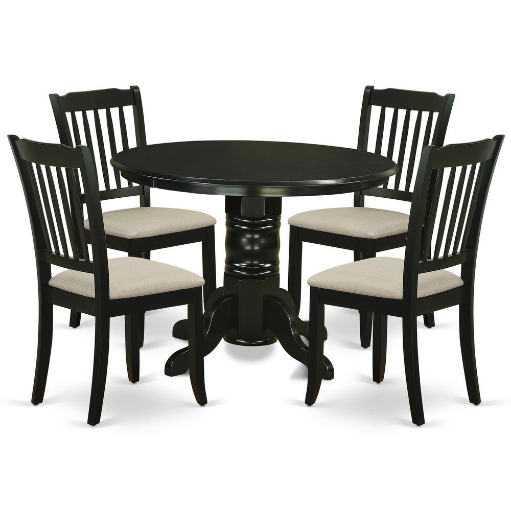 Back. East West Furniture - Dining Room Set Black - Brown.