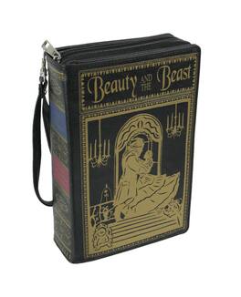 Things2Die4 - Vinyl Beauty and the Beast Book Handbag Novelty Clutch Purse Crossbody Bag - Black