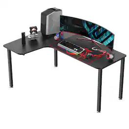 Eureka Ergonomic - 61" L-Shaped Corner Gaming Desk with Mouse Pad - Left Side - Black