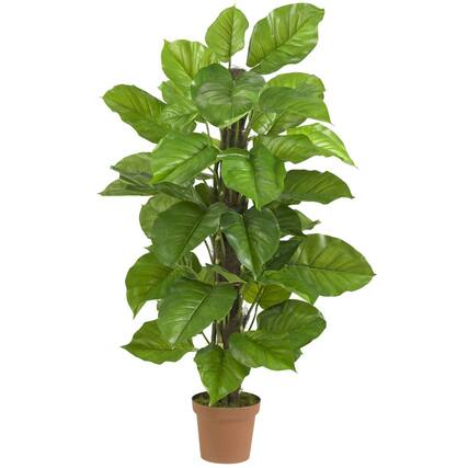 Front. BreeBe - 52" Large Leaf Philodendron Plant (Real Touch) - Green.