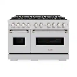 ZLINE - 48 in. 6.7 cu. ft. Classic Freestanding Dual Fuel Range with 8 DuoPro Burners and Dual Ovens in Stainless Steel - Stainless Steel