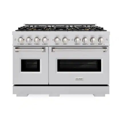Front. ZLINE - 48 in. 6.7 cu. ft. Classic Freestanding Dual Fuel Range with 8 DuoPro Burners and Dual Ovens in Stainless Steel - Stainless Steel.