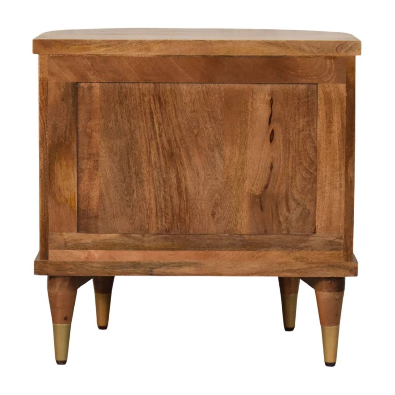 Back. Artisan Furniture - Artisan Furniture Solid Wood Curved 2 Drawer Bedside Table , Brown - Brown.