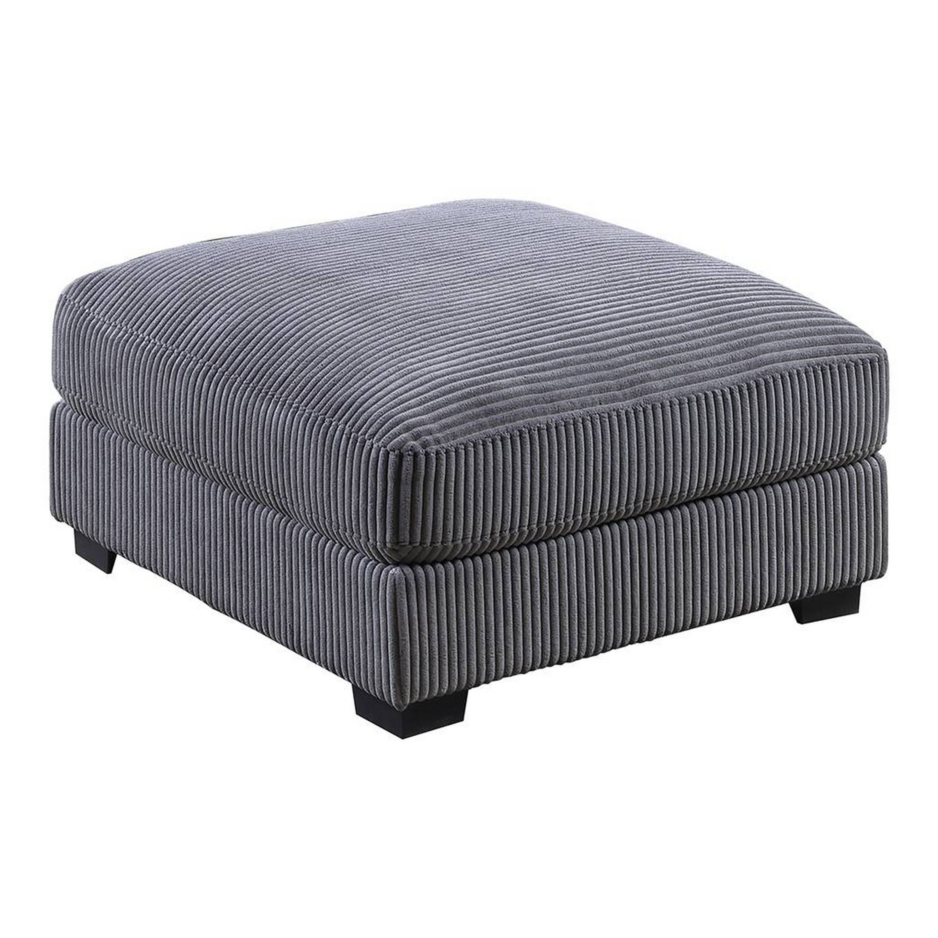 Alt View 1. Manhattan Lane - Joana Cocktail Ottoman, Dark Gray Wide Welt Corduroy Fabric, 37 Inch - Gray, Black.