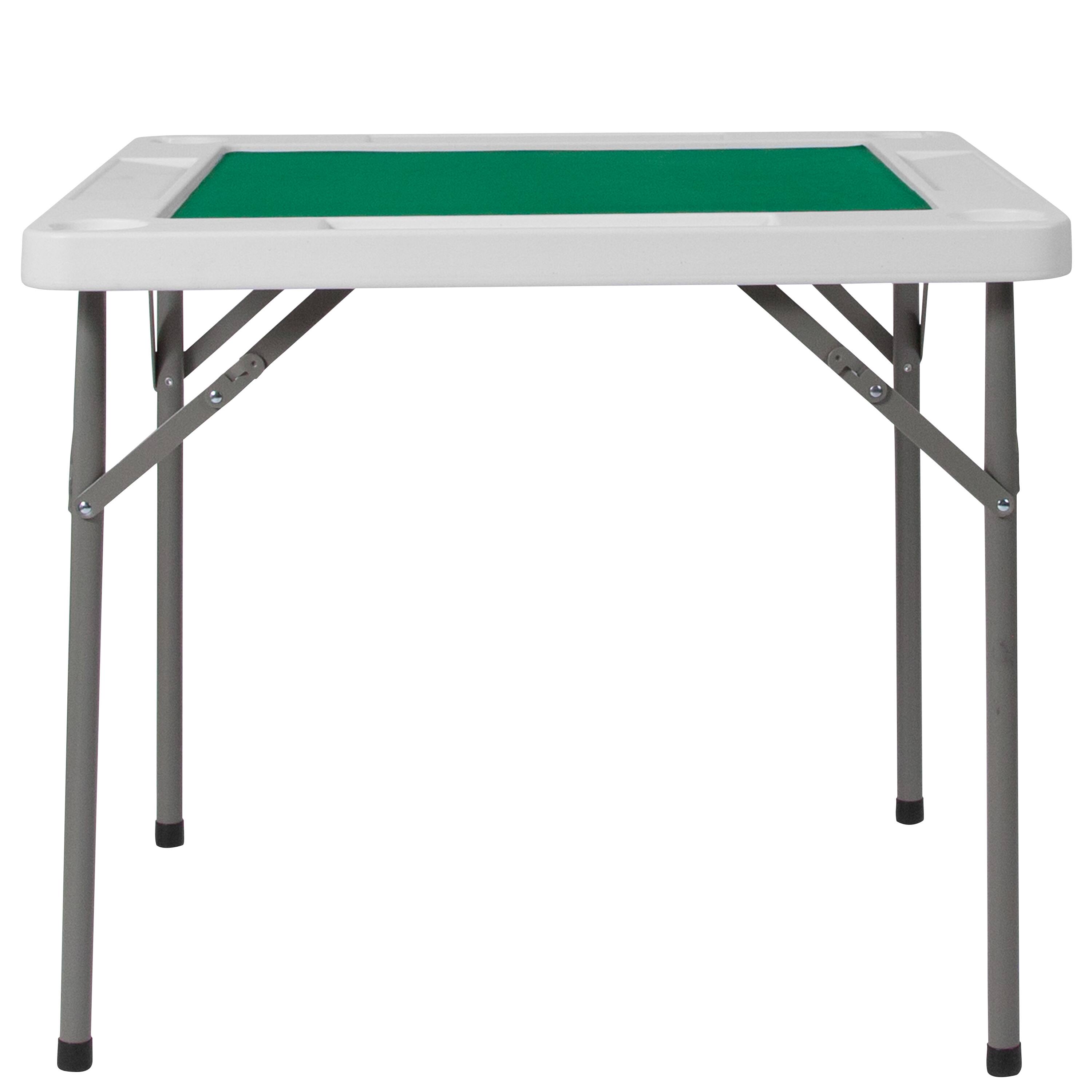 Alt View 4. Emma + Oliver - Tannin 34.5" Square White Folding Card Game Table for 4-Players with a Green Felt Playing Surface and Cup Holders - Granite White.