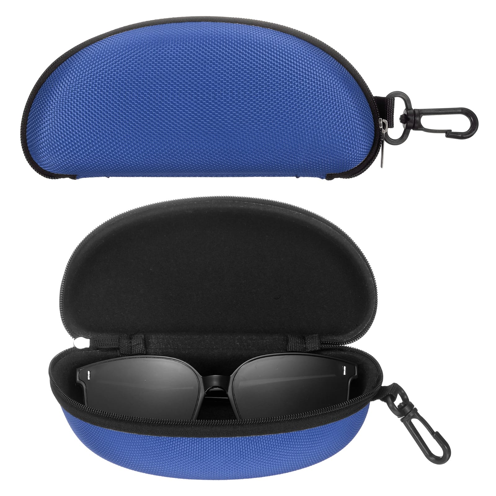 Unique Bargains - 2pcs Sunglasses Soft Case Hard Shell Zipper Holder with Metal Hook for Travel Sport - Blue price history on PriceWatchPro